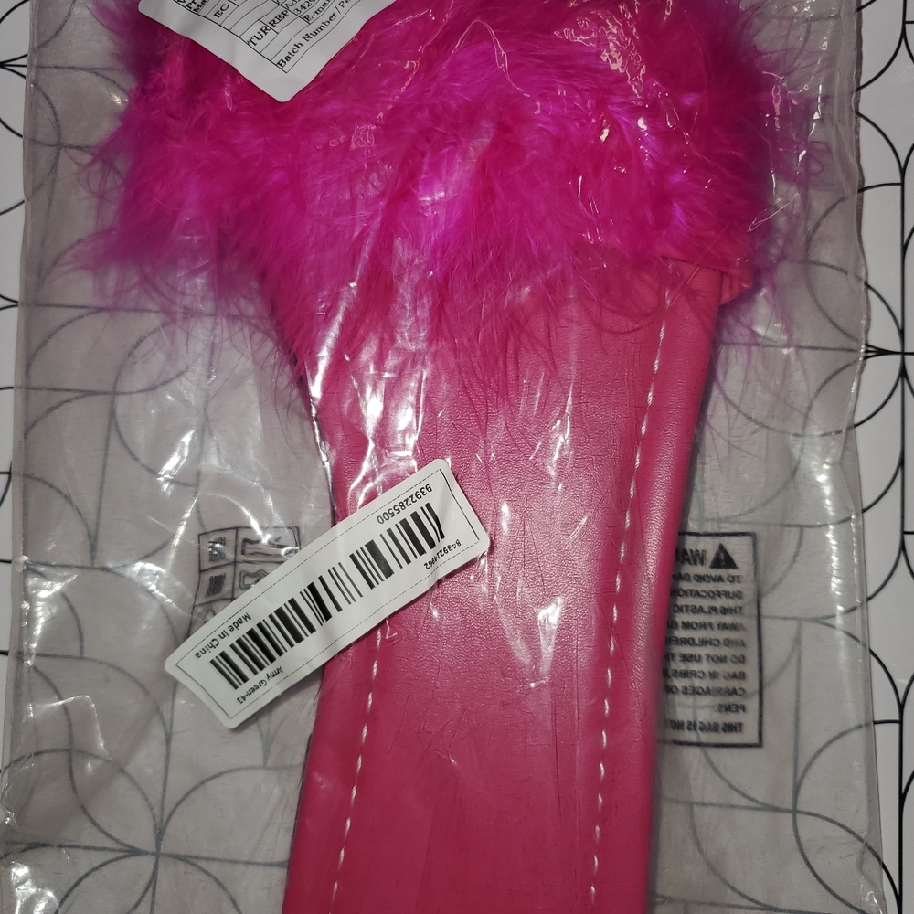 Fuchsia Feather Slide Sandals - Picture 4 of 4